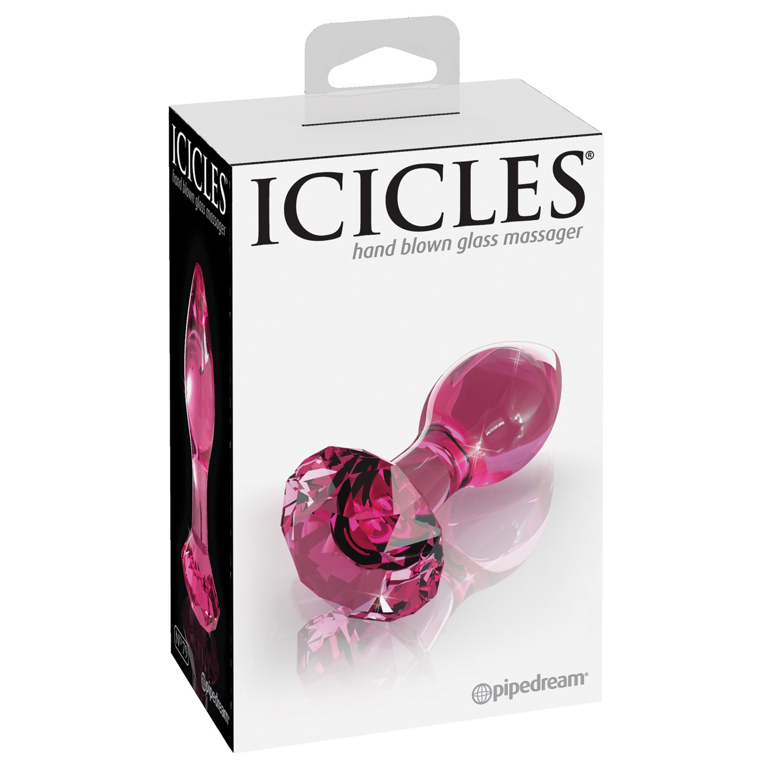 Icicles No. 79 Hand Blown Glass Diamond Butt Plug Pink