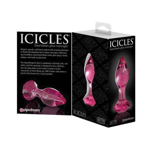 Icicles No. 79 Hand Blown Glass Diamond Butt Plug Pink