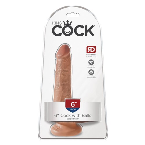 King Cock 6 Inch Tan Dildo with Balls for Couples