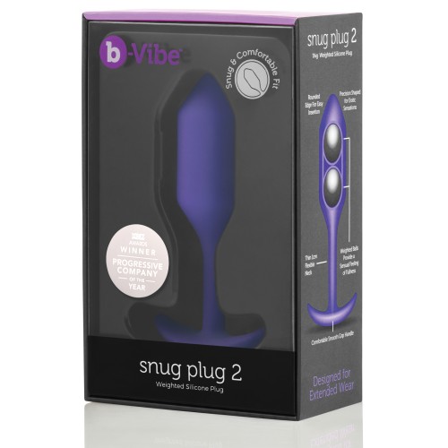 b-Vibe Snug Plug 2 con Peso 114g Púrpura - Comodidad y Placer