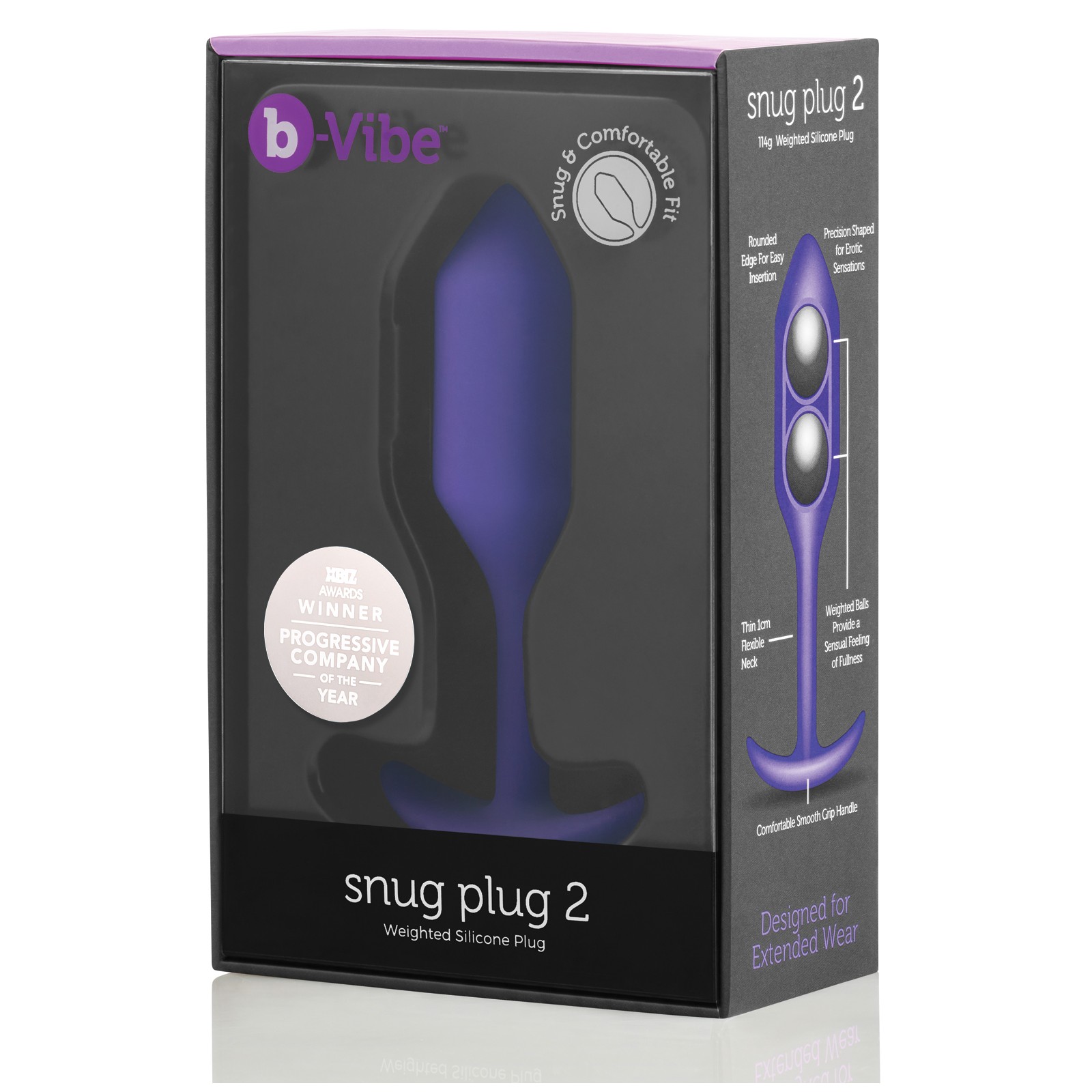 b-Vibe Weighted Snug Plug 2 114g Purple - Comfort and Pleasure