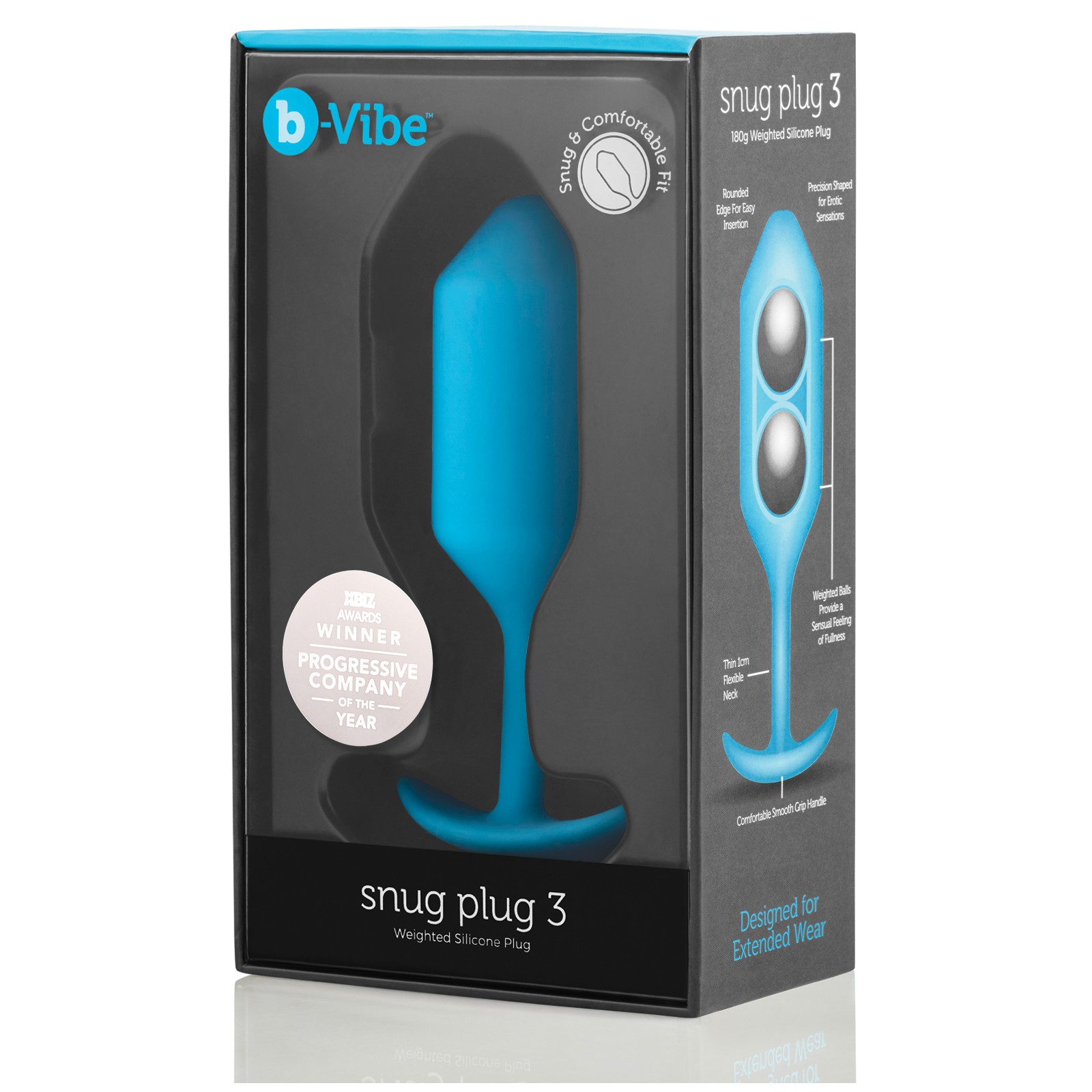 b-Vibe Weighted Snug Plug 3 180g Teal Anal Plug