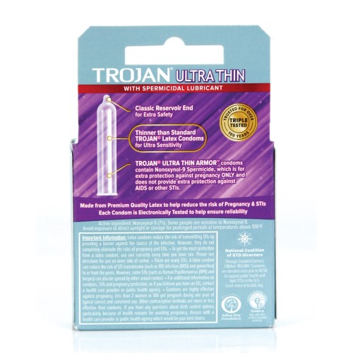 Preservativos Trojan Ultra Thin Armor Espermicida