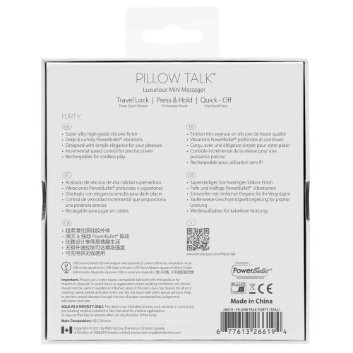 Pillow Talk Flirty Bullet para Placer de Viaje