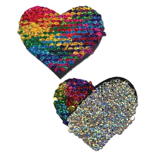 Rainbow Color Changing Flip Sequins Heart Pasties