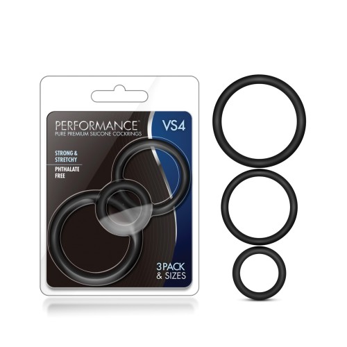 Blush Performance VS4 Silicone Cockring Set Black