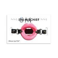 Silicone Lips Open Mouth Gag Pink