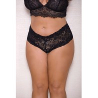 Lace & Pearl Boyshort with Satin Bows - Black