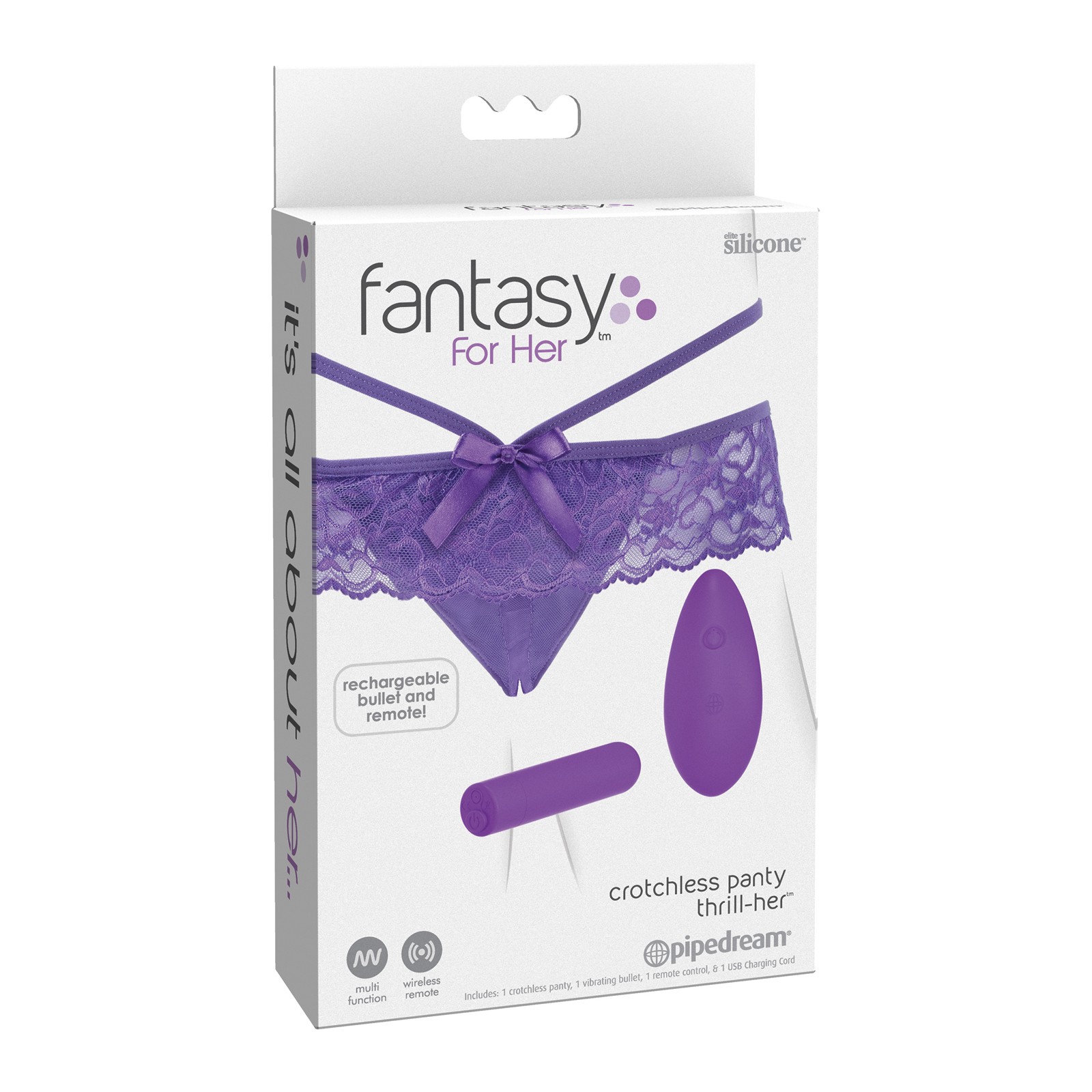 Fantasy For Her Crotchless Panty - Purple