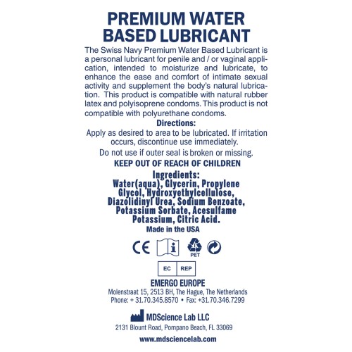 Lubricante a Base de Agua Swiss Navy Premium 32 oz