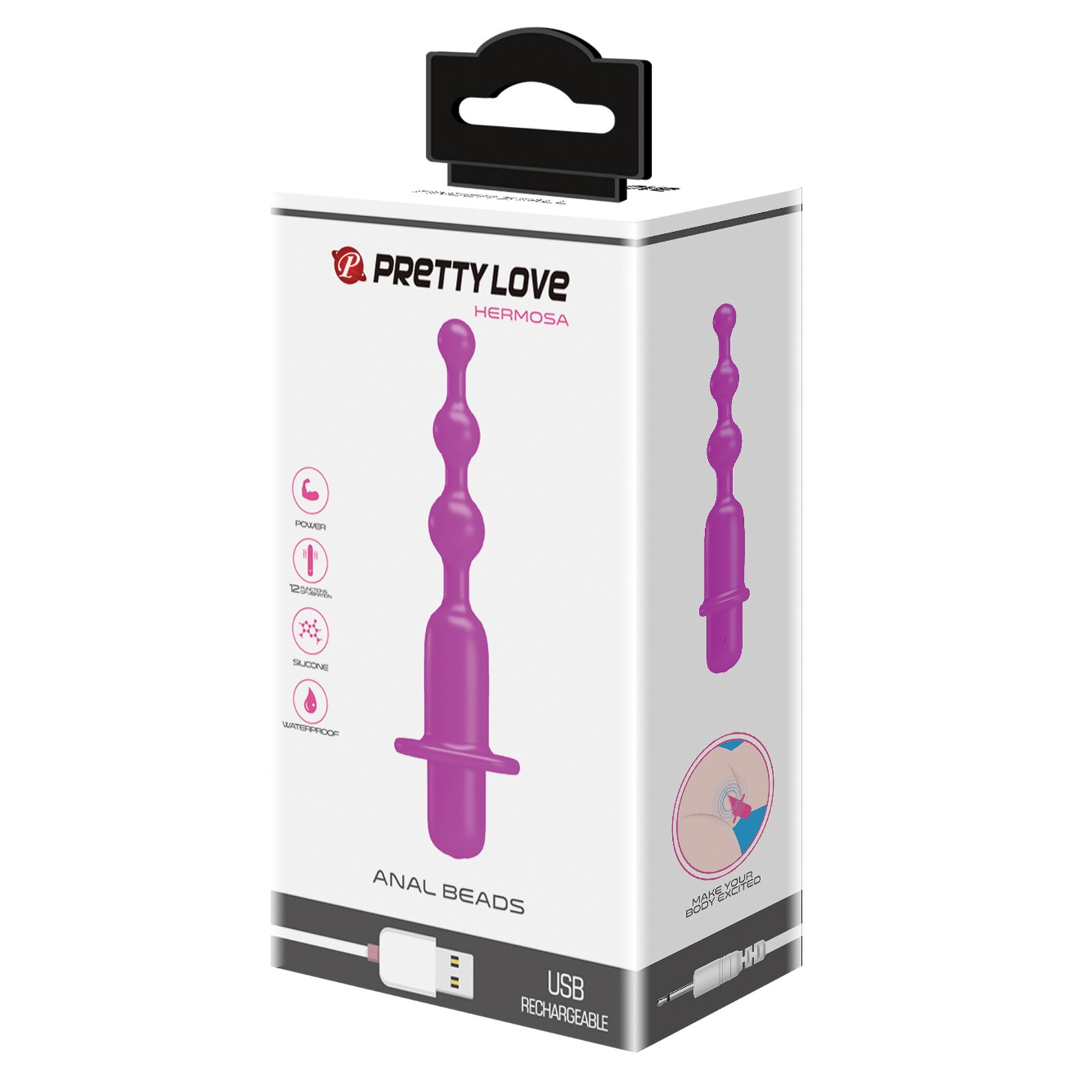 Pretty Love Hermosa Anal Beads Vibrator - 12 Functions