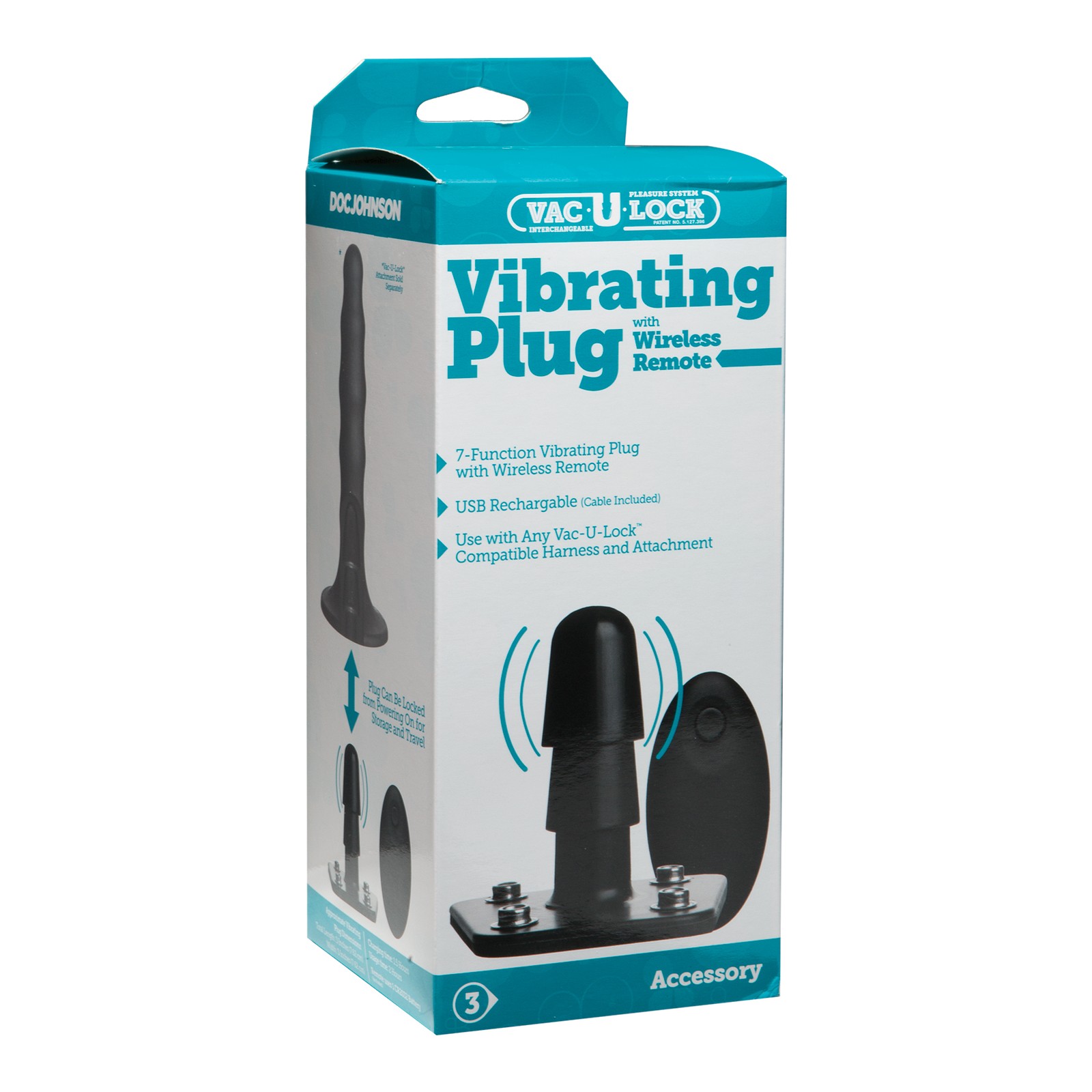 Vac-U-Lock Vibrating Remote Plug with Snaps