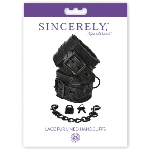 Sincerely Lace Fur Lined Handcuffs - Elegant Bondage