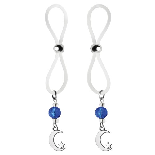 Bijoux de Nip Halos de Pezón Luna Estrella Azul Transparente