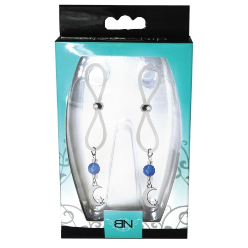 Bijoux de Nip Nipple Halos Moon Star Charm Blue Clear