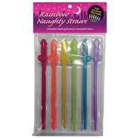 Naughty Glow in the Dark Rainbow Straws Pack of 6