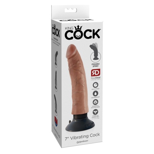 King Cock 7" Vibrating Cock - Tan