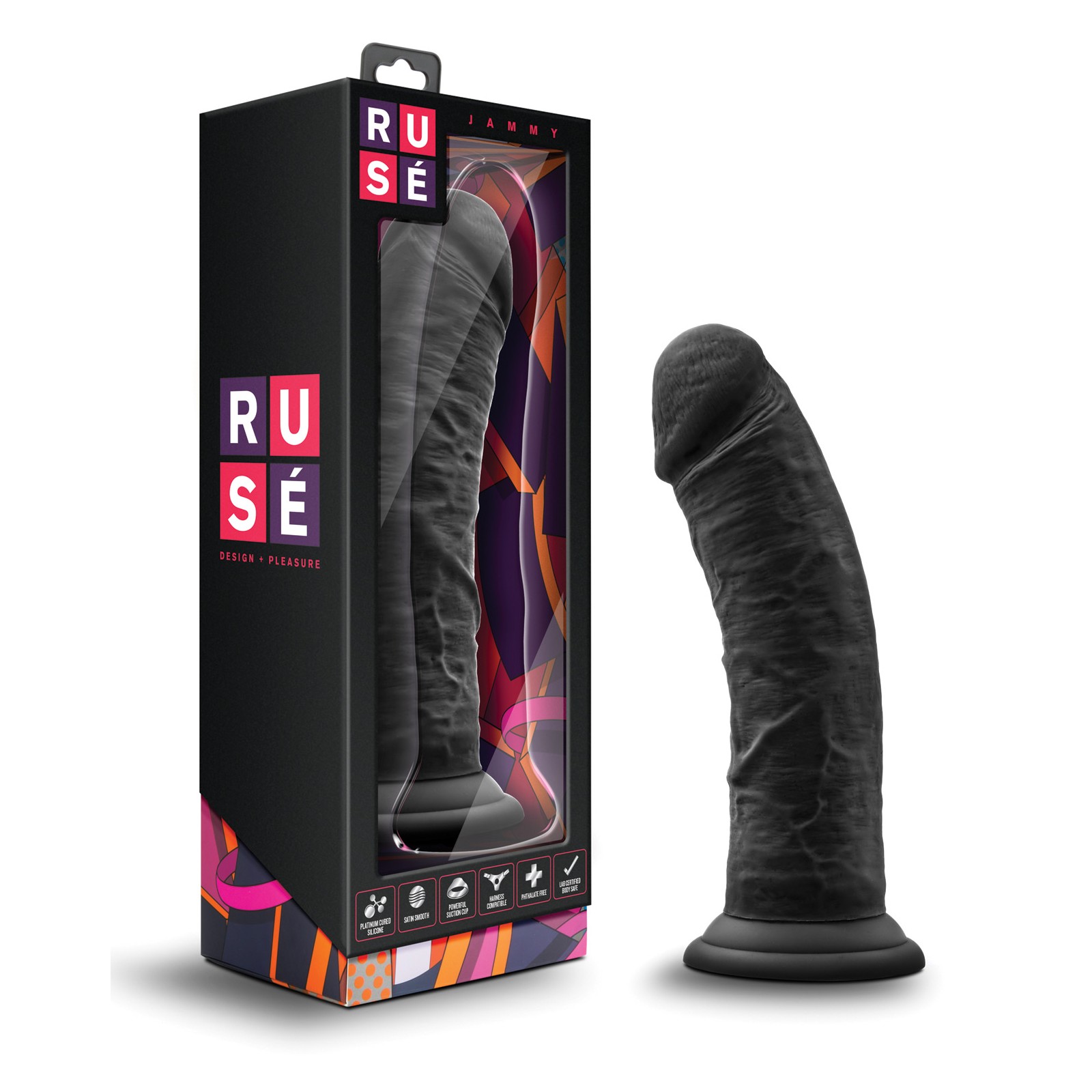 Blush Ruse Jammy Black Realistic Girthy Dildo