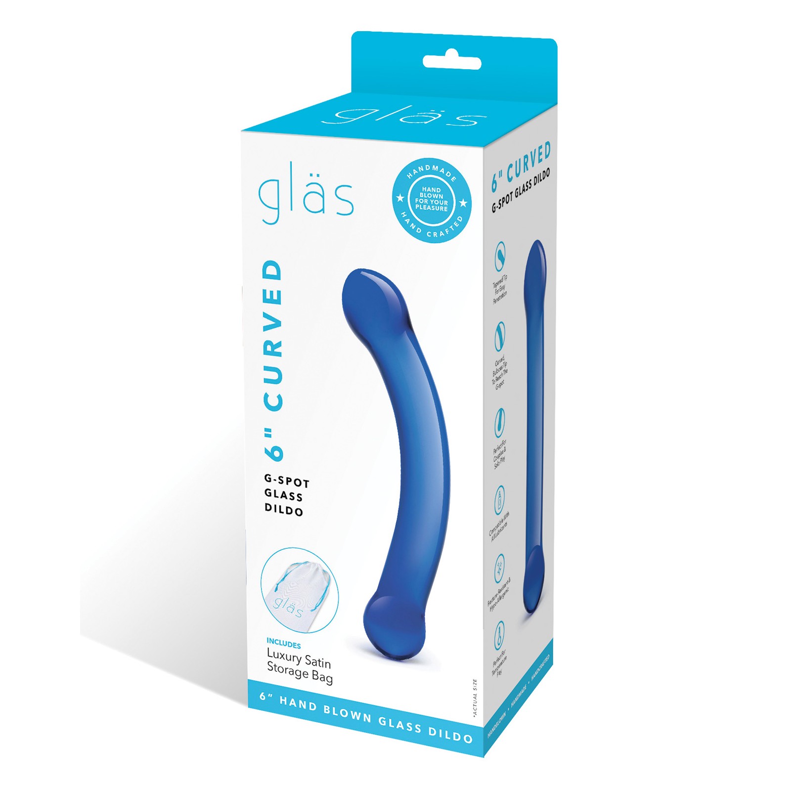 Curved G-Spot Glass Dildo in Blue