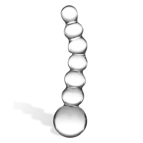 Curved Glass Beaded Dildo 5 Inch