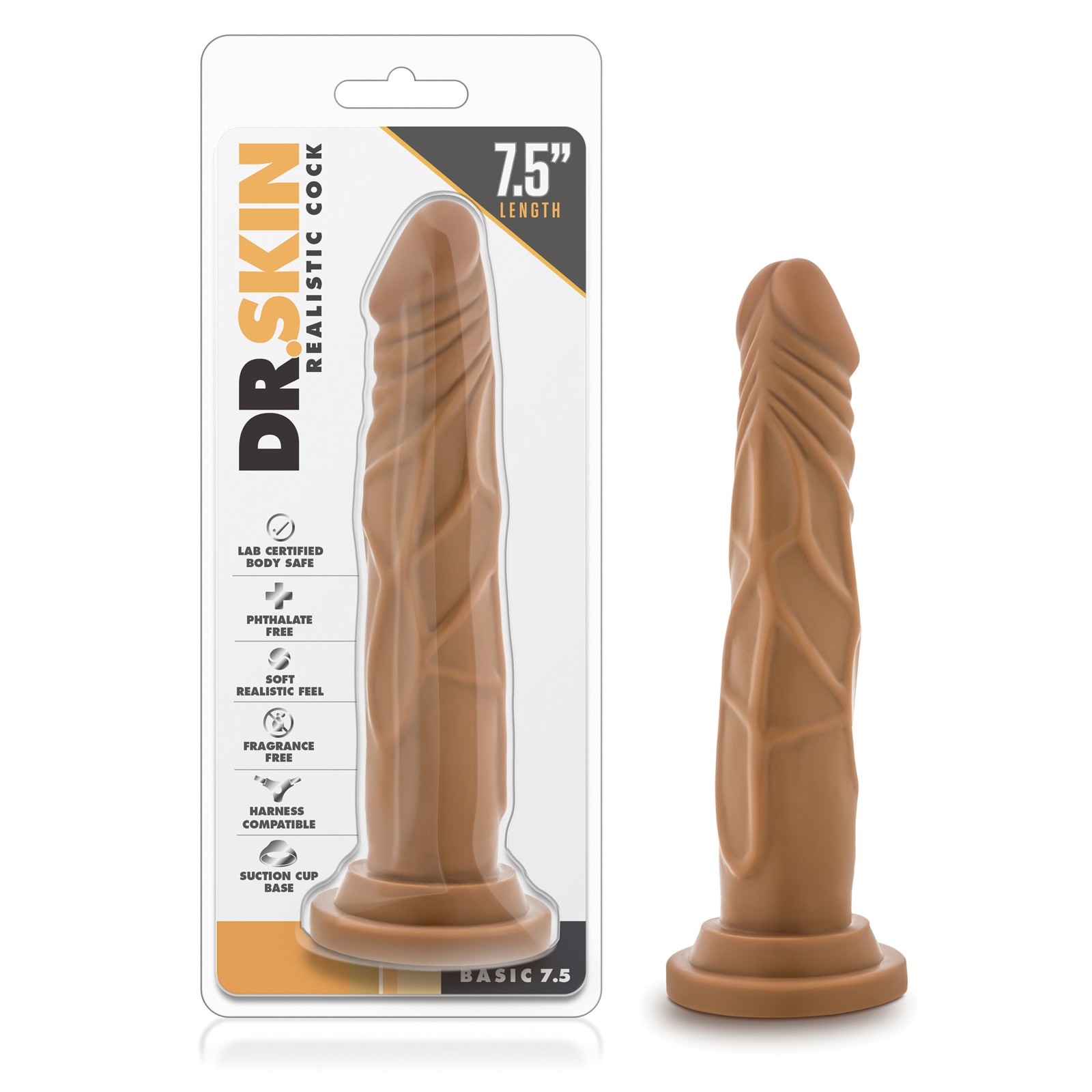 Dr. Skin Realistic Cock Basic 7.5" Mocha