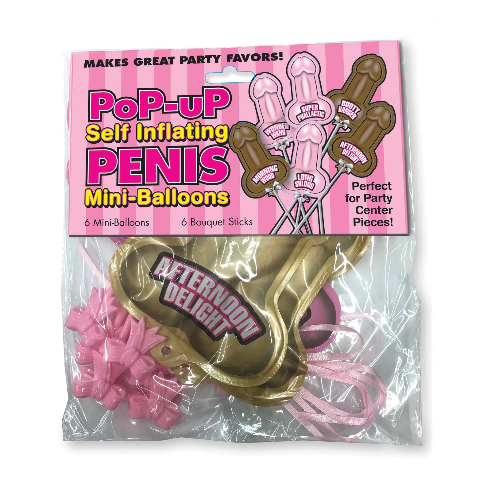 Globos Mini de Pene Auto Inflables - Paquete de 6