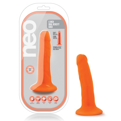 Blush Neo Dual Density Cock 6 inch - Neon Orange