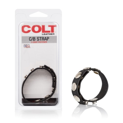 COLT Leather Strap 5 Snap Fastener Black