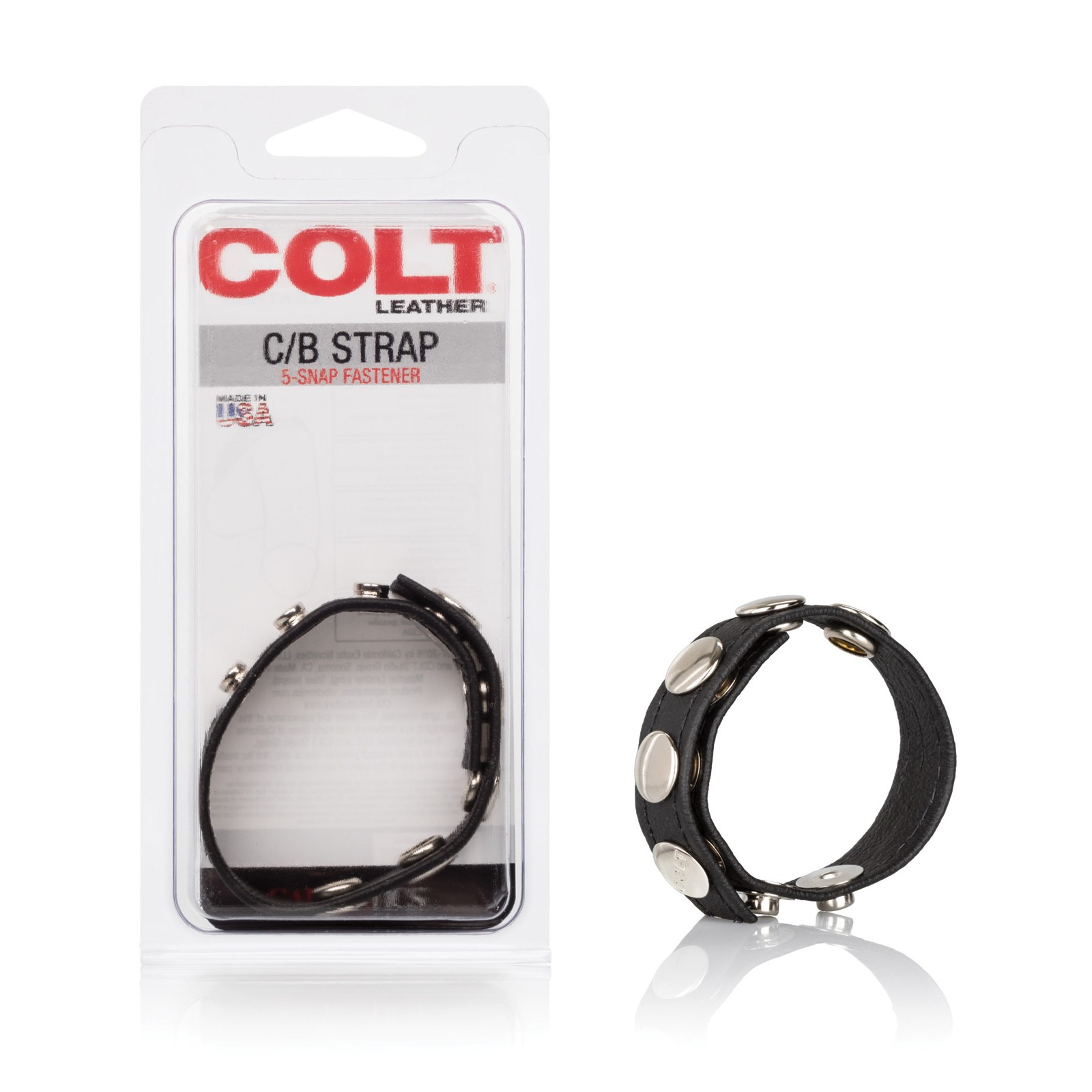 COLT Leather Strap 5 Snap Fastener Black