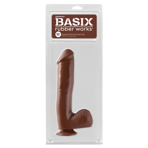 Dong de Caucho Basix de 10" con Base de Succión - Marrón