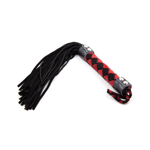 Plesur 15 Inch Leather Flogger Black Red