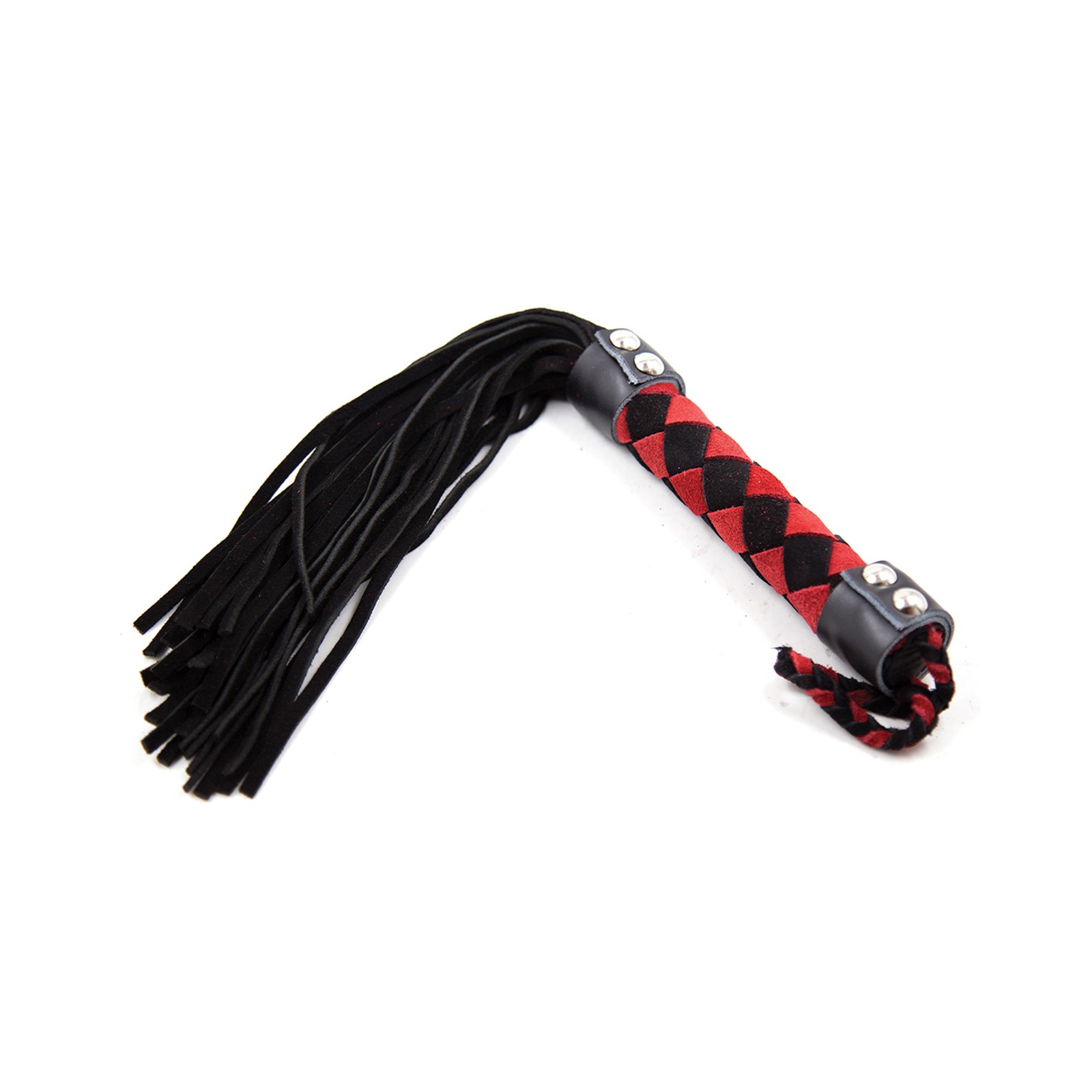 Plesur 15 Inch Leather Flogger Black Red