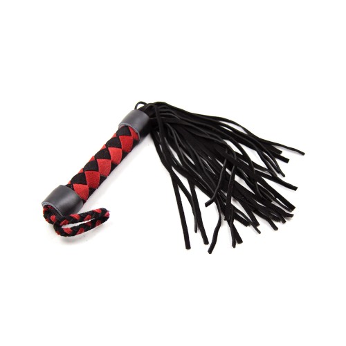 Plesur 15 Inch Leather Flogger Black Red