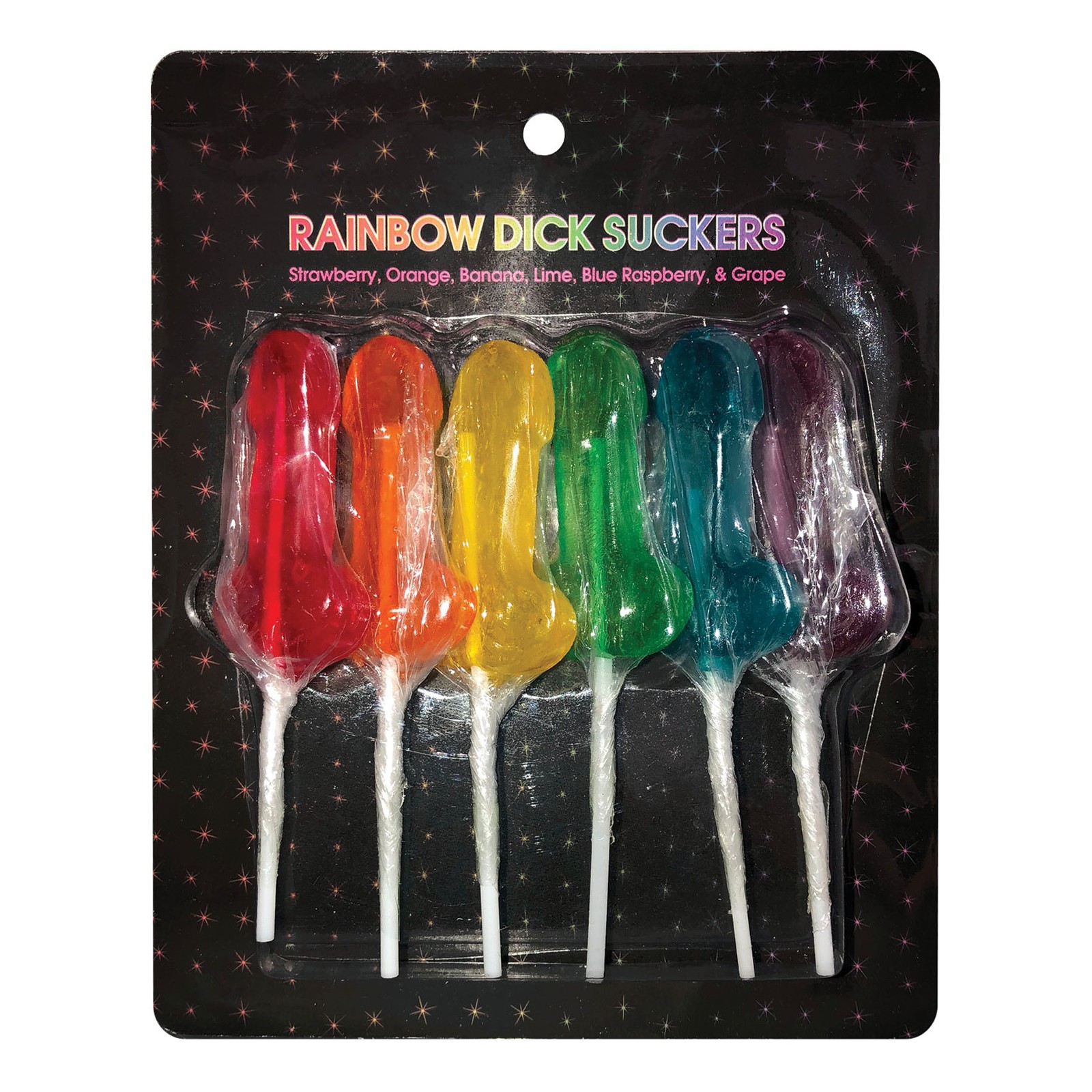 Rainbow Dick Suckers Assorted Flavors 6 Pack