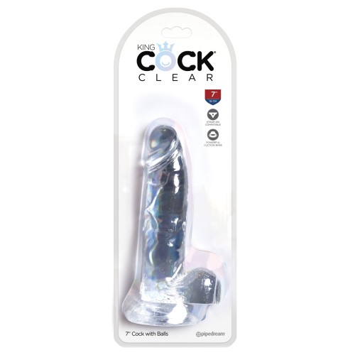 Dildo King Cock Clear 7" con Testículos