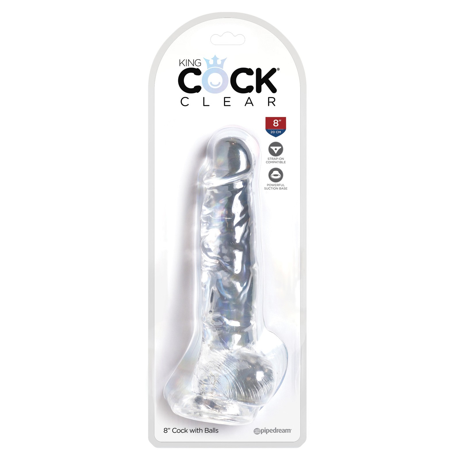 King Cock Transparente 8" con Testículos