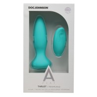 A Play Thrust Plug Anal Silicona Recargable con Control Remoto - Verde Azulado