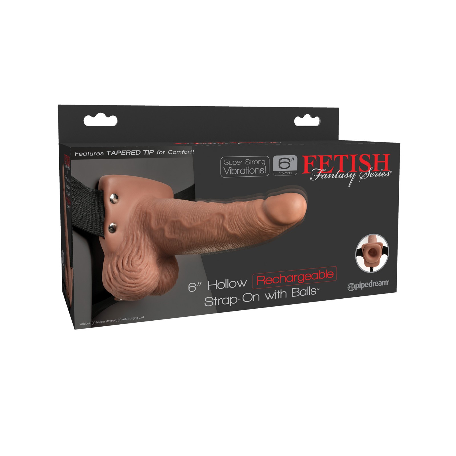 Fetish Fantasy 6 Hollow Rechargeable Strap On Tan