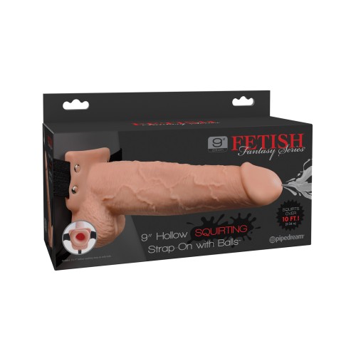 Fetish Fantasy 9 Inch Squirting Strap-On with Balls