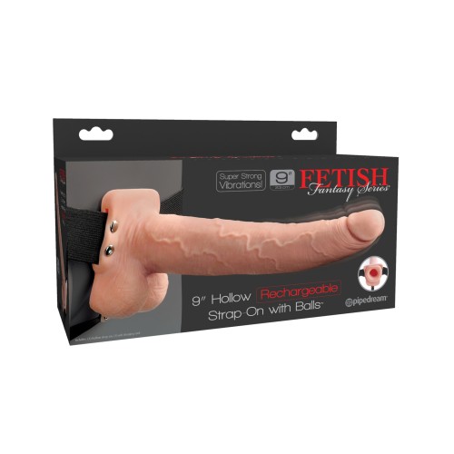 Fetish Fantasy Series 9in Strap-On Hueco Recargable con Bolas - Flesh