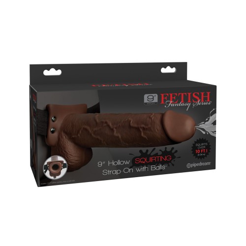 Fetish Fantasy 9 Hollow Squirting Strap-On with Balls Brown