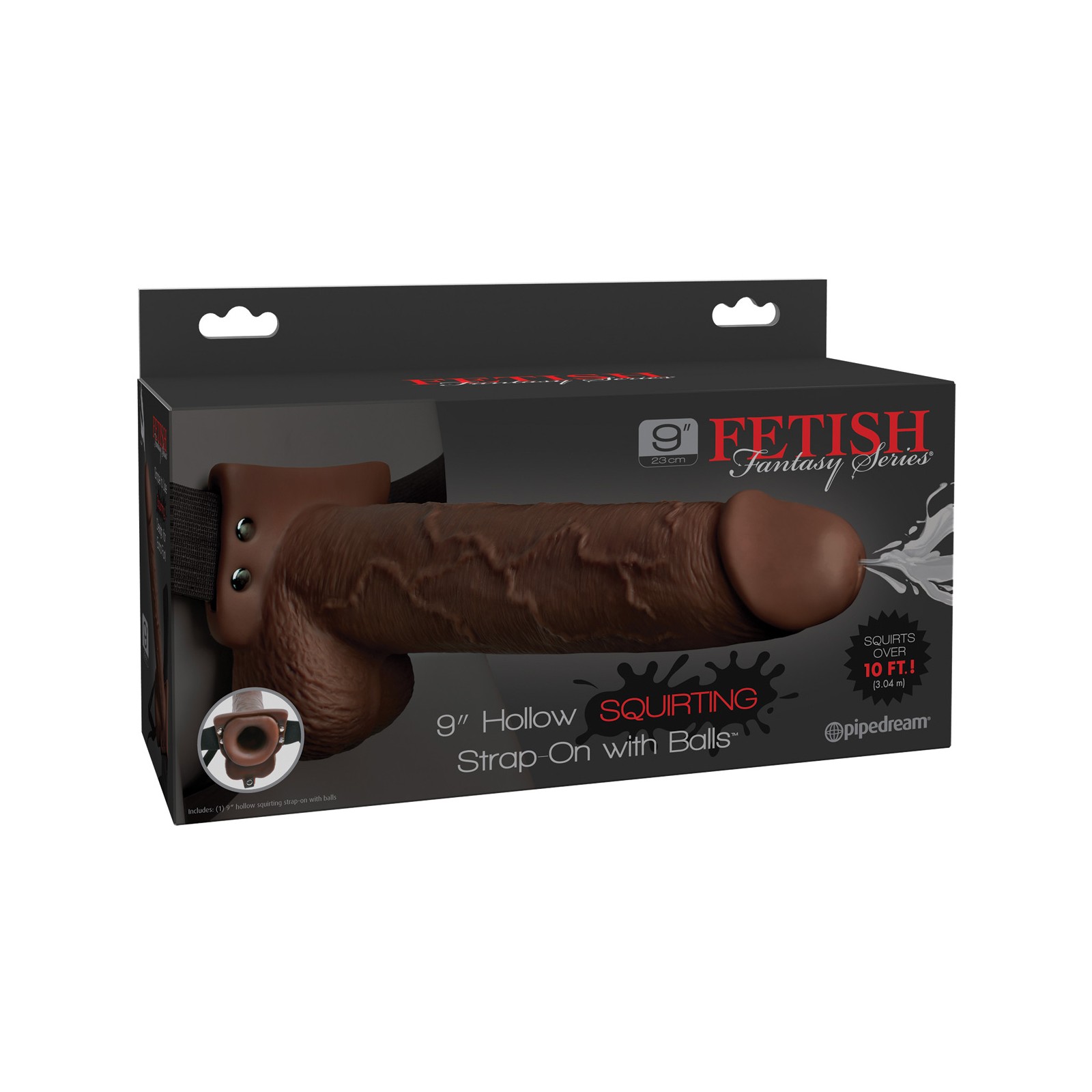 Fetish Fantasy 9" Strap-On Hueco que Riega con Testículos Marrón