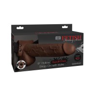 Fetish Fantasy 9" Strap-On Hueco que Riega con Testículos Marrón