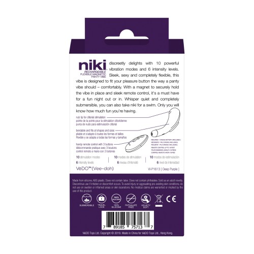 VeDO Niki Vibrador Panty Recargable Púrpura Profundo