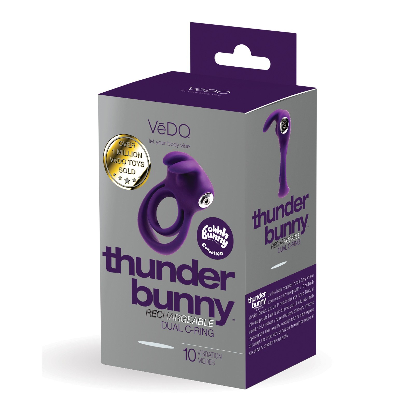 VeDO Thunder Bunny Rechargeable Dual Ring - Perfectly Purple - Intimate Fun