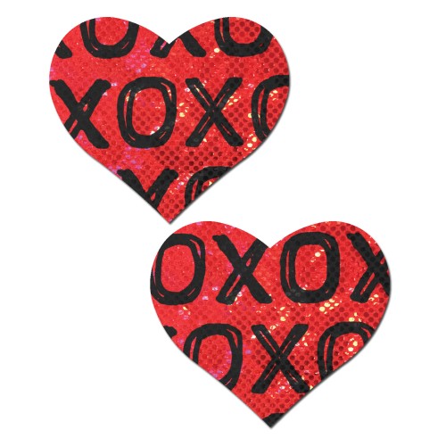 Pastease Premium Corazón XOXO Brillante Rojo Negro