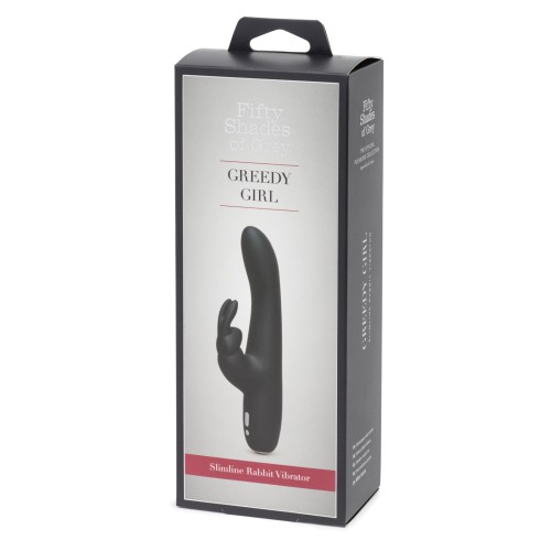 Greedy Girl Slimline Rabbit Vibrator - Rechargeable - Black