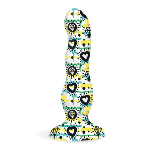 Dildo Curvado de Silicona Collage Diamonds & Hearts