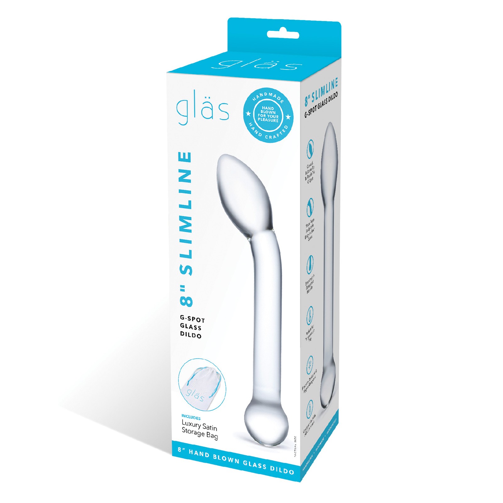 Dildo de Cristal Slimline de 8 Pulgadas para el Punto G