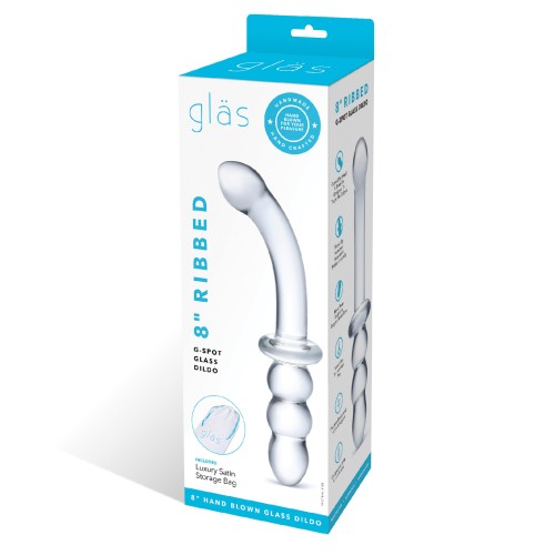 Glas Dildo de Vidrio de 8 Pulgadas con Estrías - Juguete de Placer Definitivo